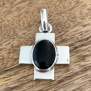 Sterling Silver and Onyx cross pendant